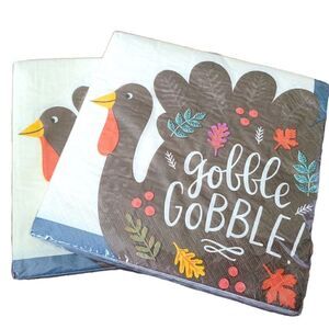 Thanksgiving gobble gobble turkey napkins Fall Foliage 3 Ply By Spritz